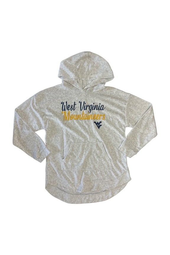 NCAA Team Apparel Women's Terry Cozy Pullover Hoodie Sweatshirt (WV Mountaineers, L)