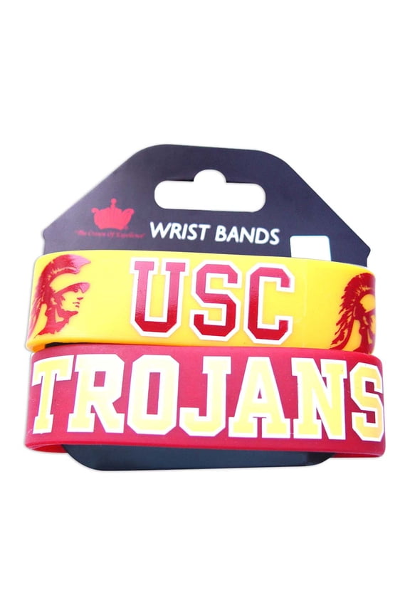 USC Trojans Sports Team Logo Rubber Wrist Band Set of 2