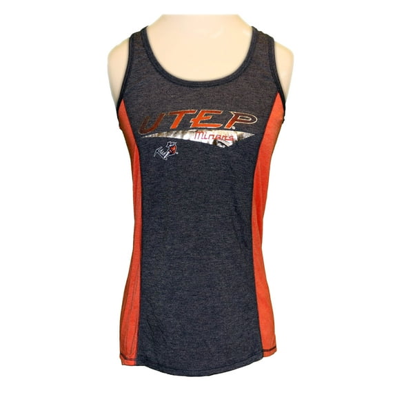 NCAA UTEP University of Texas El Paso Miners Women's Scoop Neck Fitness Tank (Dark Grey, Small)