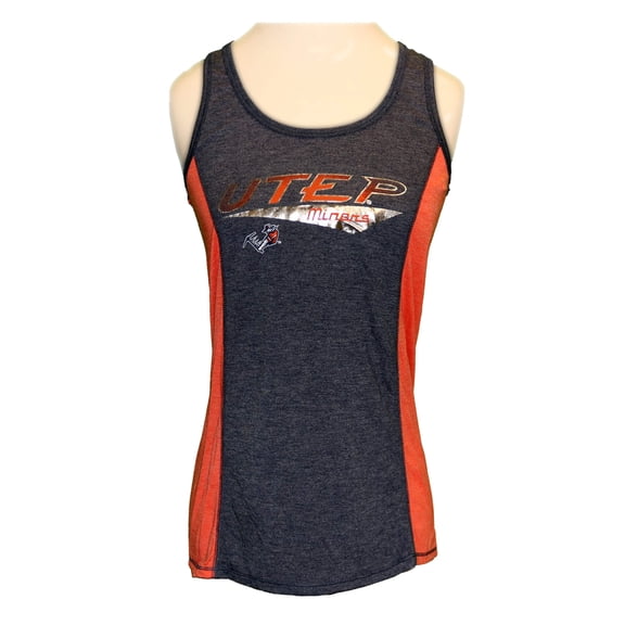 NCAA UTEP University of Texas El Paso Miners Women's Scoop Neck Fitness Tank (Dark Grey, Small)