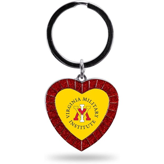 NCAA Virginia Military Institute Keydets NCAA Rhinestone Heart Colored Keychain, Red, 3-inches in length