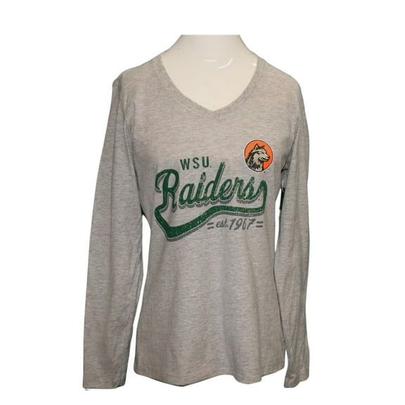 NCAA WSU Wright State University Raiders Ladies Tee T-Shirt (Long Sleeve Grey, X-Large)