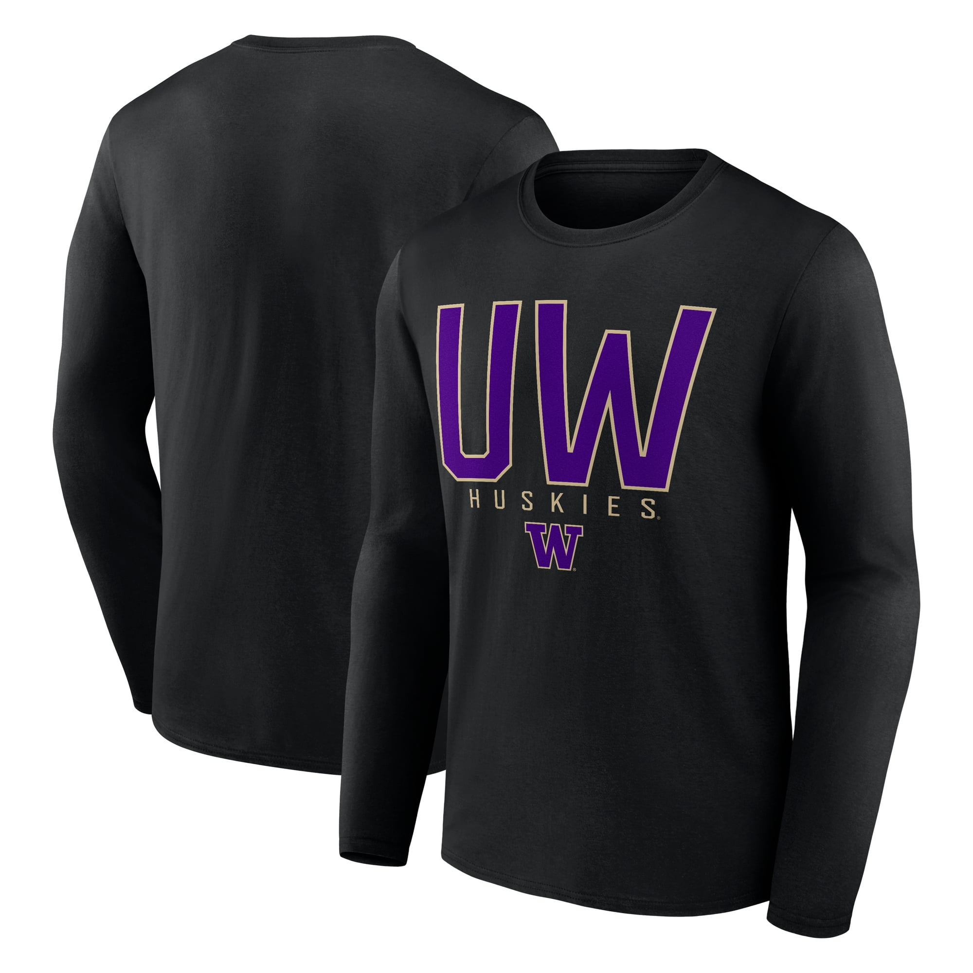 NCAA Washington Huskies Men's Cotton Black Long Sleeve T-Shirt