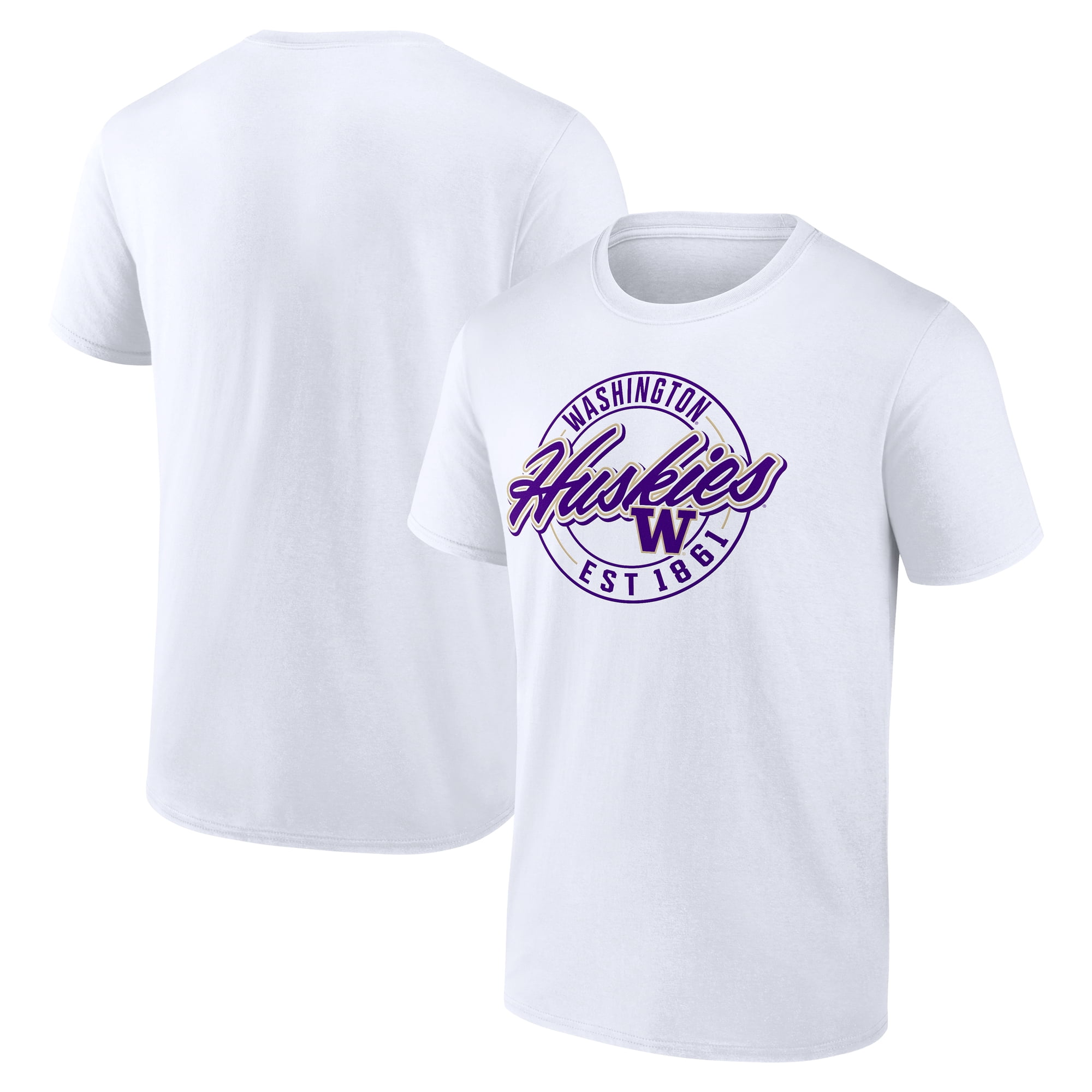 NCAA Washington Huskies Men's Cotton White Short Sleeve T-Shirt