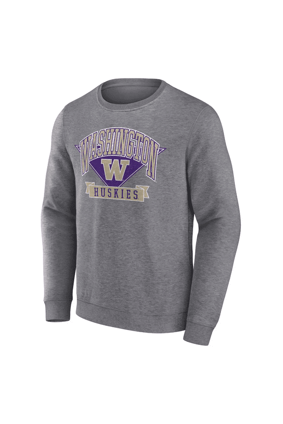 NCAA Washington Huskies Men's Gray Crew Neck Fleece Sweatshirt, Small