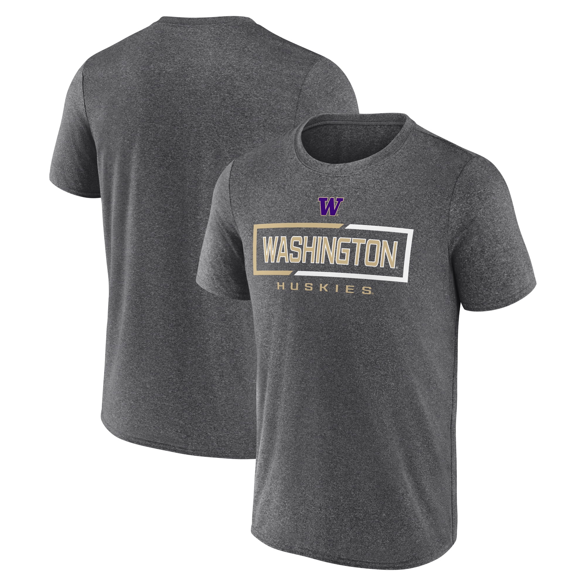 NCAA Washington Huskies Men's Synthetic Charcoal Heather Short Sleeve T-Shirt