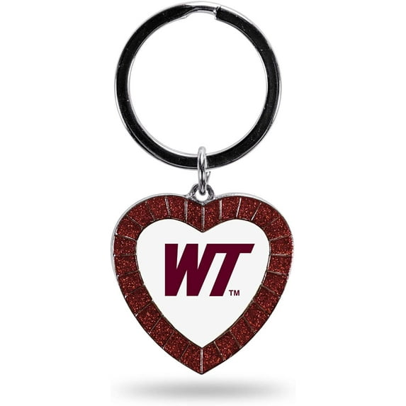 NCAA West Texas A&M Buffaloes NCAA Rhinestone Heart Colored Keychain, Maroon, 3-inches in length