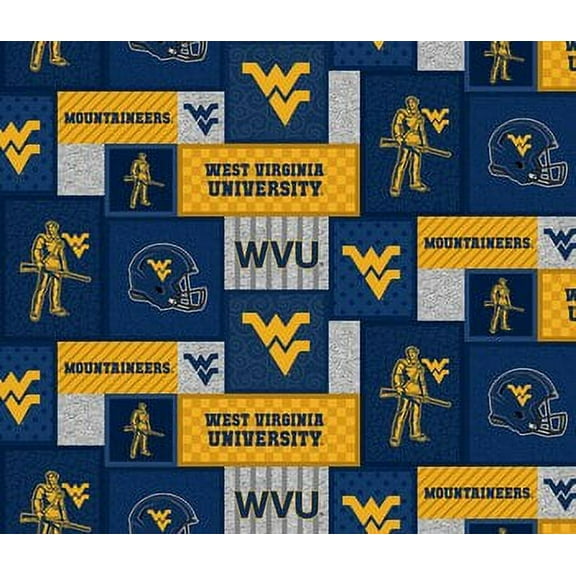 NCAA-West Virginia WV-1177 College Patch Crafting Fleece, by the yard