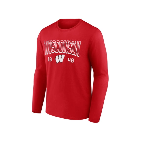 NCAA Wisconsin Badgers Men's Cotton Red Long Sleeve T-Shirt