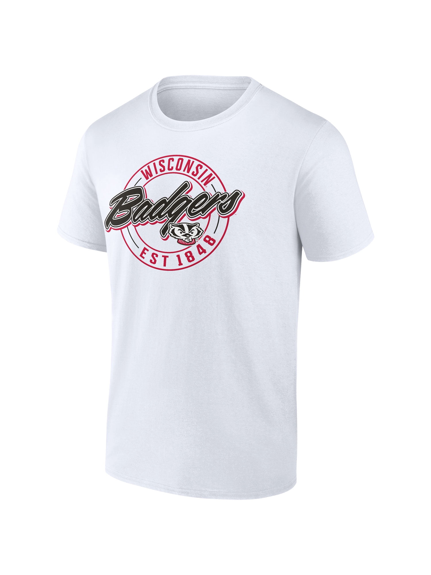 NCAA Wisconsin Badgers Men's Cotton White Short Sleeve T-Shirt