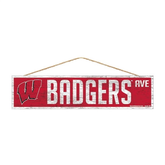 NCAA Wisconsin Prime 4" x 17" Wood Sign with Rope