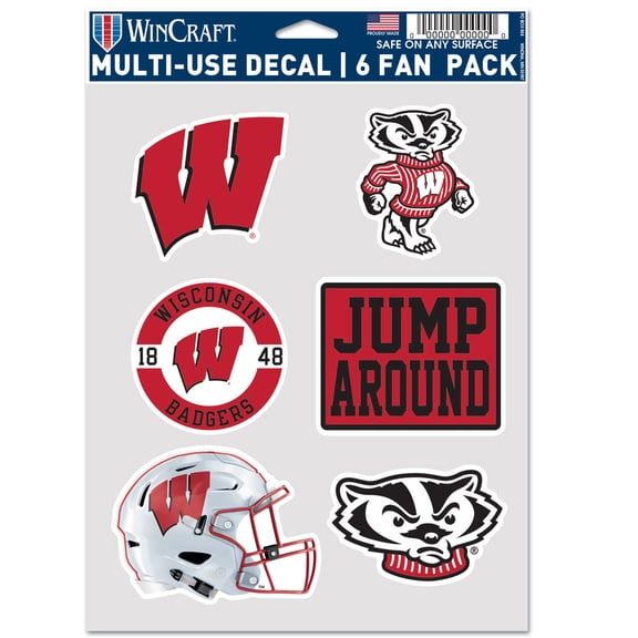 NCAA Wisconsin Prime 5" x 7.75" Six Fan Decal