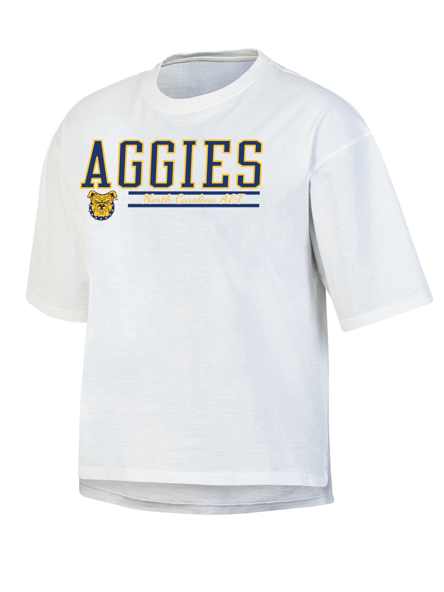 NCAA Women's North Carolina A&T Aggies White Short Sleeve Boxy Tee with Hi-Lo Hem
