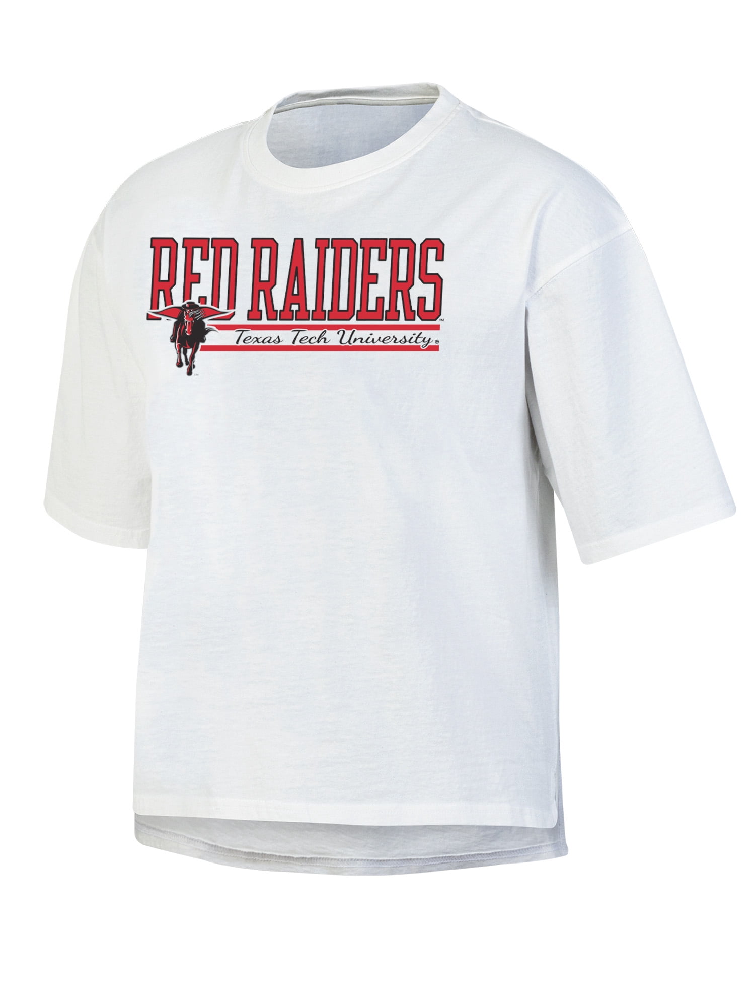 NCAA Women's Texas Tech Red Raiders White Short Sleeve Boxy Tee with Hi-Lo Hem