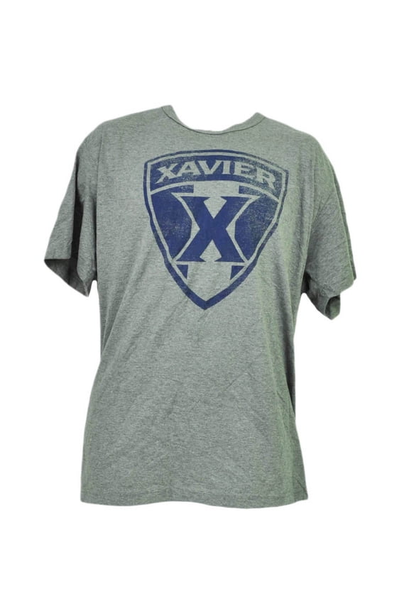 NCAA Xavier Musketeers Gray Distressed Logo Tshirt Mens Adult Short Sleeve Large