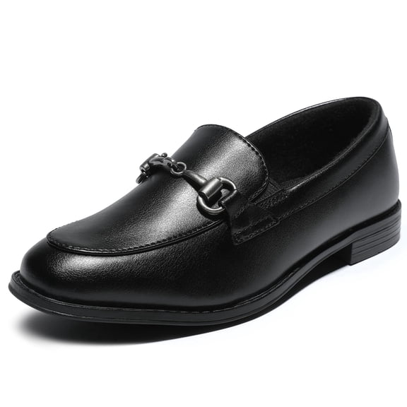 NCCB Boys Dress Shoes Kids Oxford Slip on Penny Loafers for Boys Black 2 Big Kid