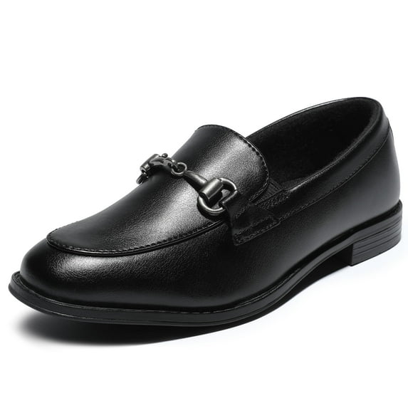 NCCB Boys Dress Shoes Kids Oxford Slip on Penny Loafers for Boys Black 1 Big Kid