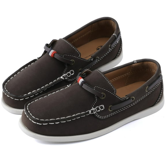 ​NCCB Boys Loafers Causal Slip on Dress Shoes for Boys Brown 1 Big Kid