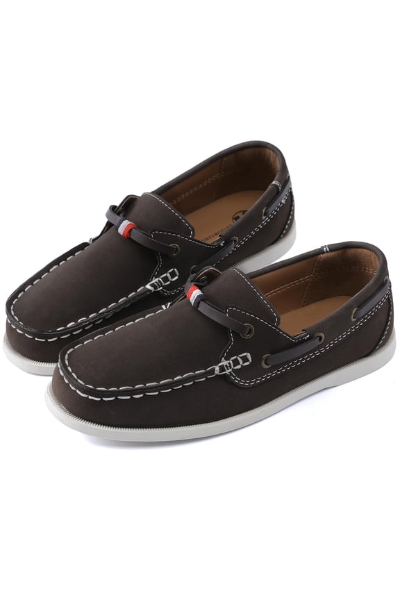 NCCB Boys Loafers Causal Slip on Dress Shoes for Boys Brown 4 Big Kid