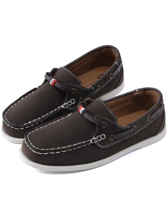 NCCB Boys Loafers Causal Slip on Dress Shoes for Boys Brown 2 Big Kid