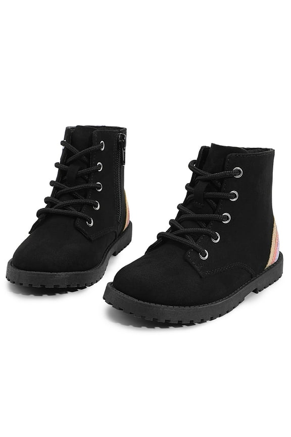 Girls Ankle Boots Kids Snow Winer Boots Side Zipper Lace up Fashion Boots for Girls Black 10 Toddler
