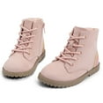 thumbnail image 1 of NCCB Girls Ankle Boots Kids Snow Winer Boots Side Zipper Lace up Fashion Boots for Girls Pink 12 Little Kid, 1 of 4