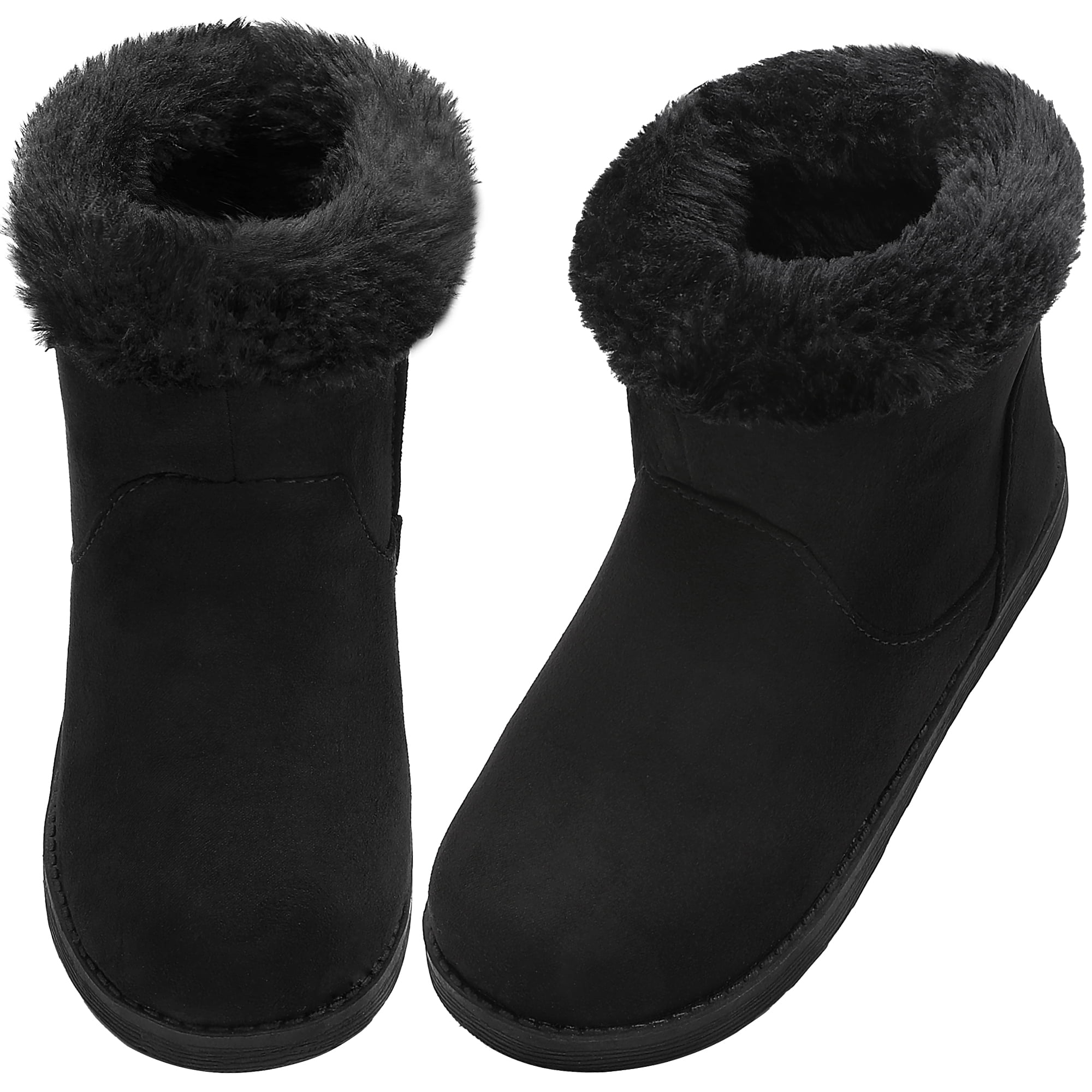 NCCB Girls Snow Boots Fur Lined Low Heels Ankle Boots Slip on Snow ...