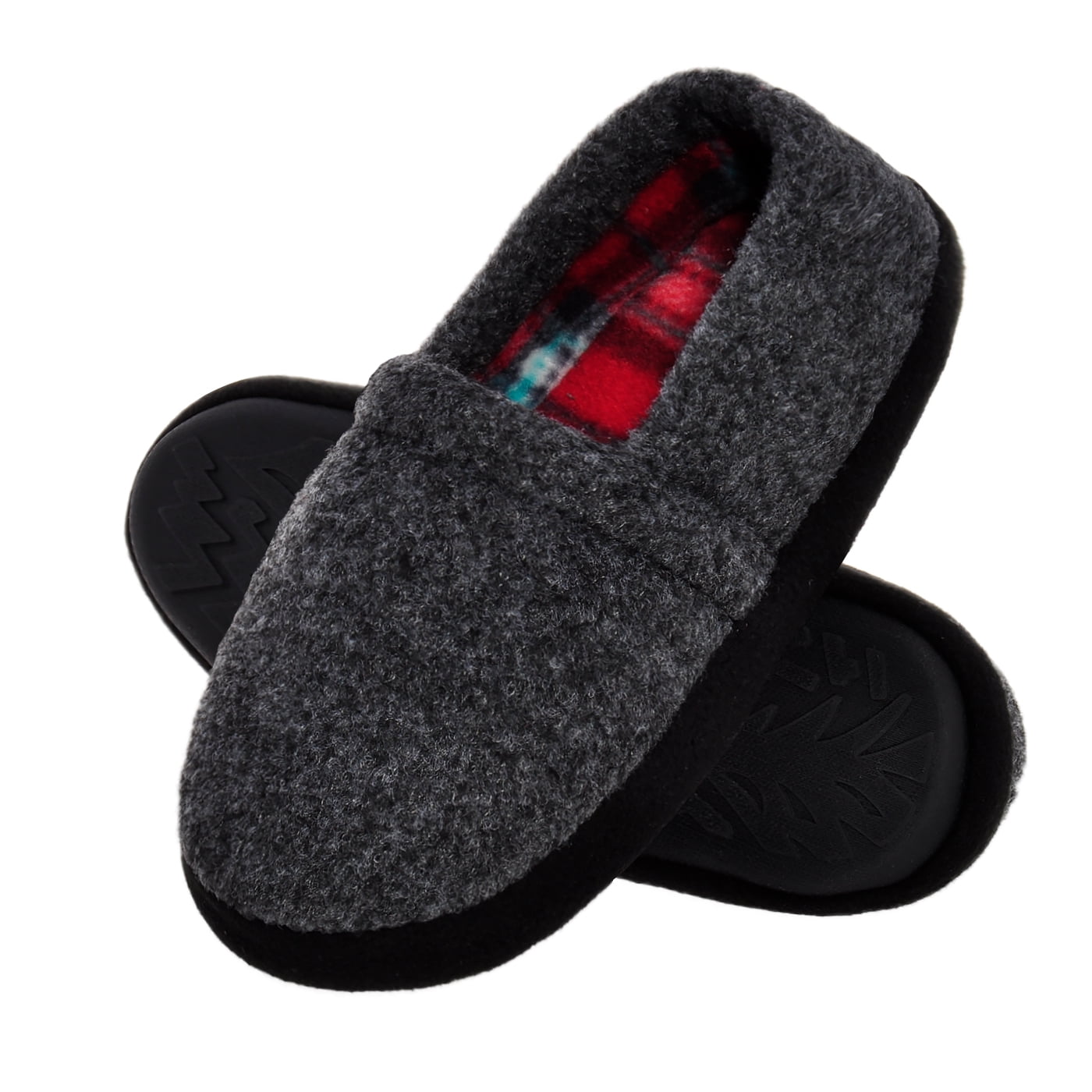 WONDER NATION BOYS PUFF INDOOR OUTDOOR BLACK SLIPPERS SHOES SIZE 4-5 FUR  LINED | eBay