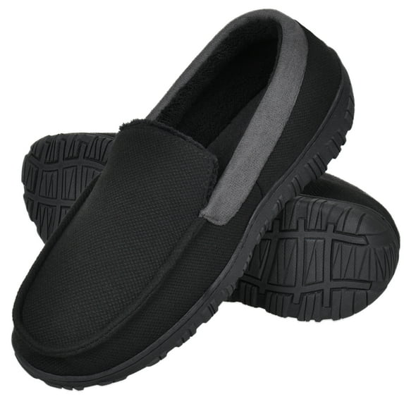 NCCB Slippers for Men Men's Moccasin Slipper House Shoes with Indoor Outdoor BlackGrey Size 13
