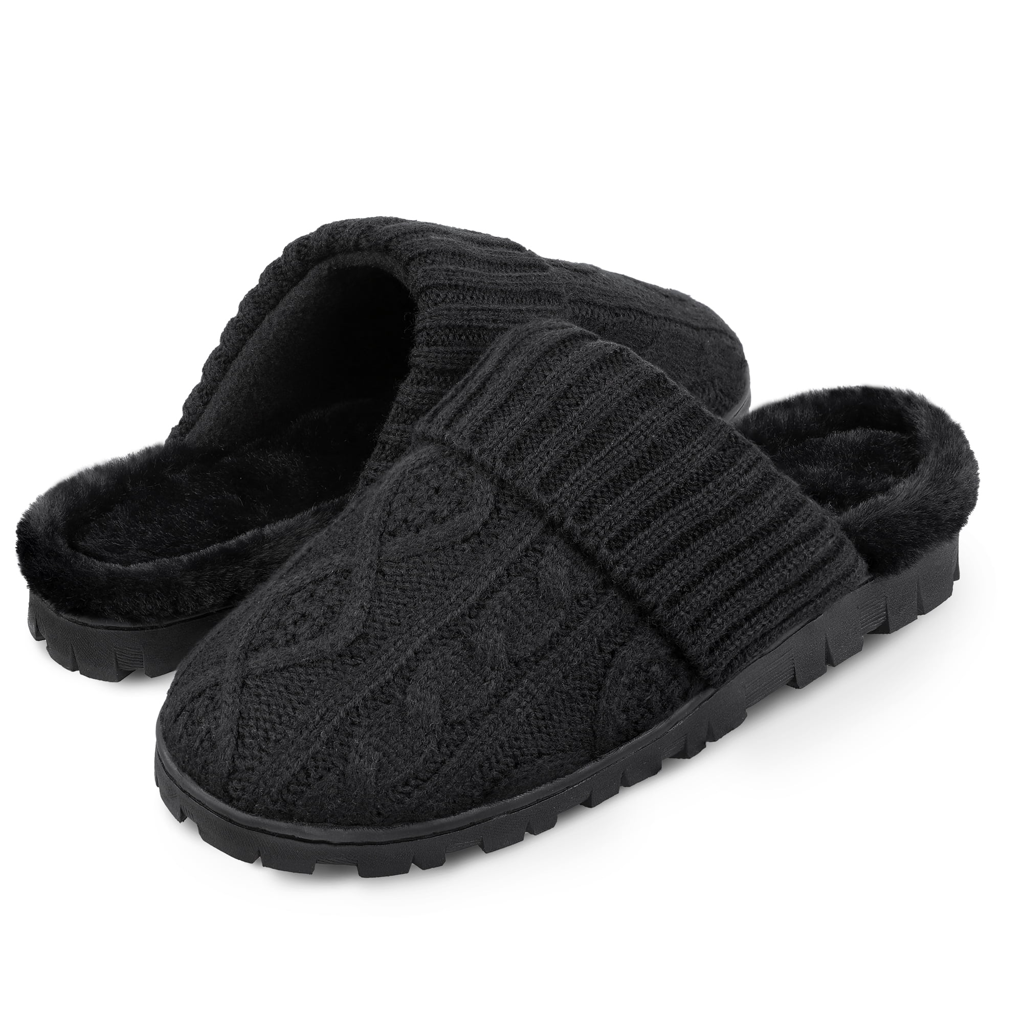 NCCB Women's Slippers Outdoor Indoor Memory Foam Shoes Slipon Fur