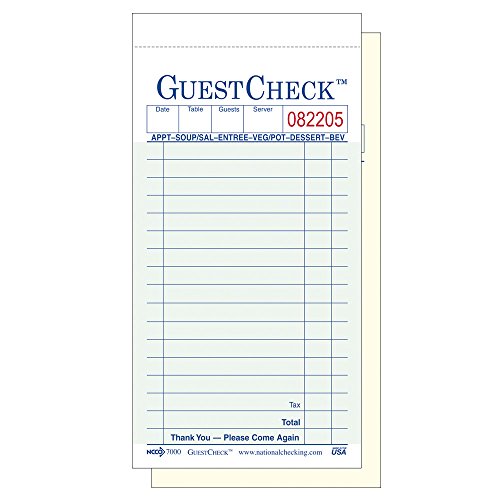 NCCO Guest Check G7000SP - 1 Pack of 10 Books with 50 Two Part ...