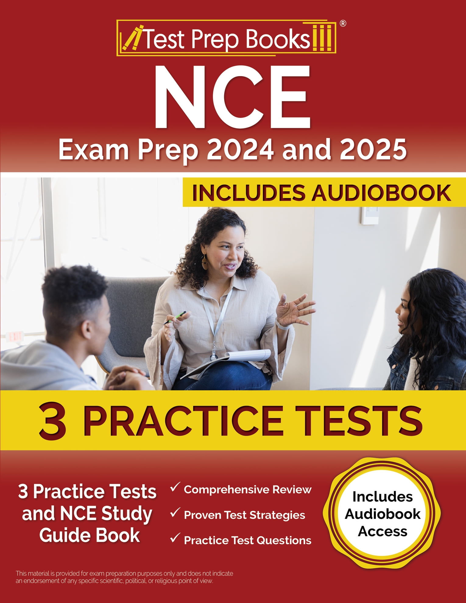 NCE Exam Prep 2024 and 2025 3 Practice Tests and NCE Study Guide Book