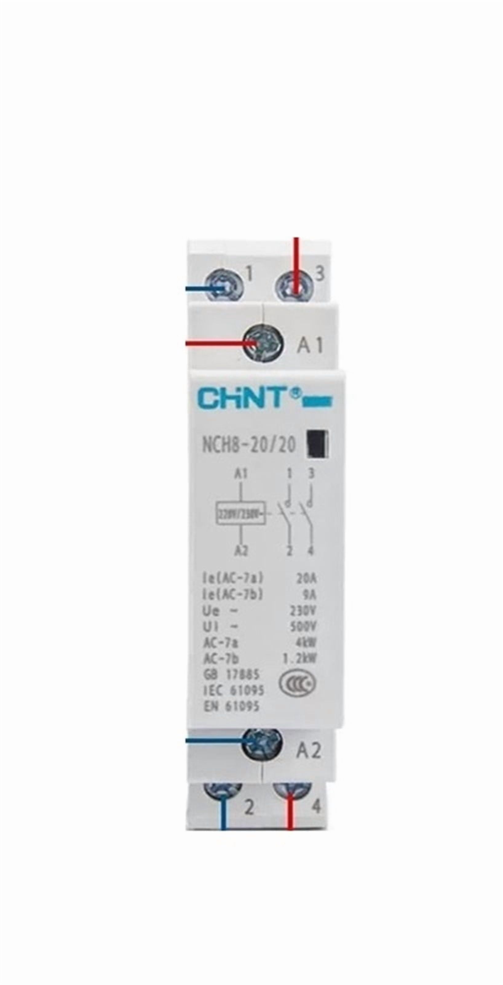 NCH8-20 NCH8-25 Din Rail Household AC Modular Contactor for Home 2NO 2NC 1NO 1NC 220V/230V