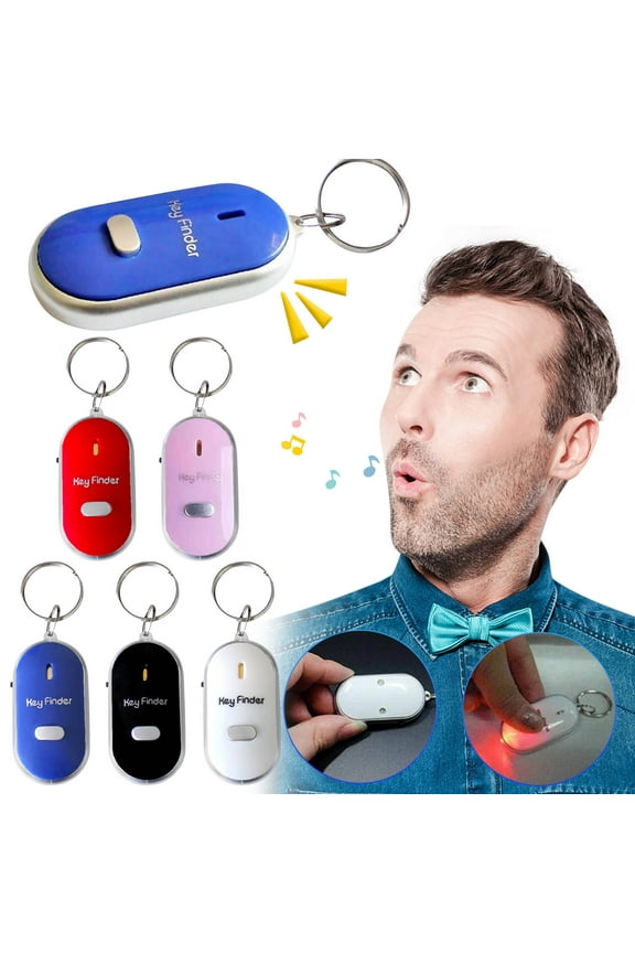 Keychain LED Torch & Sound Control Key Finder - Whistle-Activated Lost Item Locator, Remote Sound Alarm for Keys|Plastic,Black