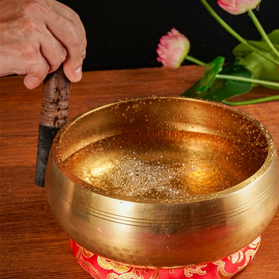 NCHKUN Tibetan Singing Bowl Set with Cushion & Wooden Striker - For Yoga, Relaxation & Stress Relief,Home Decor|Copper,As Show