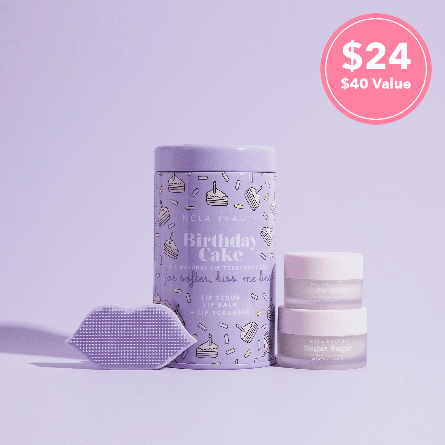 NCLA Beauty Birthday Cake Lip Care Set + Lip Scrubber