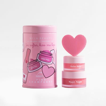 NCLA Beauty Pink Champagne Lip Care Set + Lip Scrubber