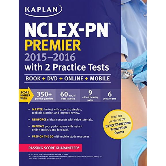 Pre-Owned Nclex-PN Premier 2015-2016 with 2 Practice Tests: Book + DVD + Online + Mobile (Paperback) 1625230524 9781625230522
