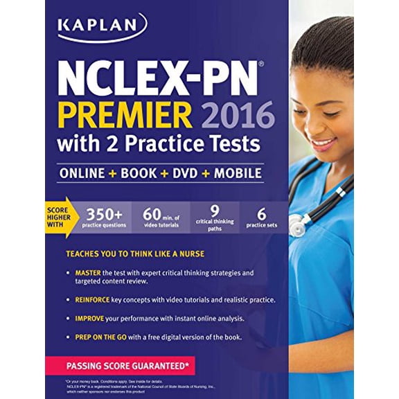 Pre-Owned NCLEX-PN Premier 2016 with 2 Practice Tests: Online + Book + DVD + Mobile (Kaplan Test Prep) (Paperback) 1506202179 9781506202174