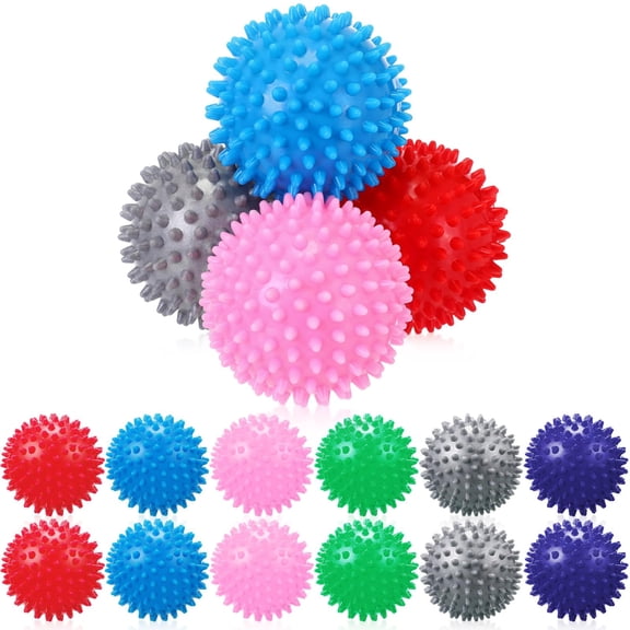 NCQ 12 Pcs Spiky Massage Ball Hard Foot Ball Roller Massager Firm Foot Arch Trainer 3 Inch for Deep Tissue Plantar Fasciitis Back Hands Muscles Soreness Exercise (Bright Color)