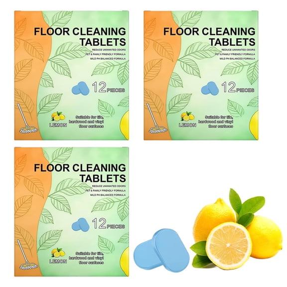 NCQ 12pcs Floor Cleaning Solution Tablet, 2026 New Deep Cleans for Multiple Hard Floors, Tile and Vinyl Floors, Fresh Lemon Scent, Compatible with Robot Mops & Wet/Dry Vacuums (1)