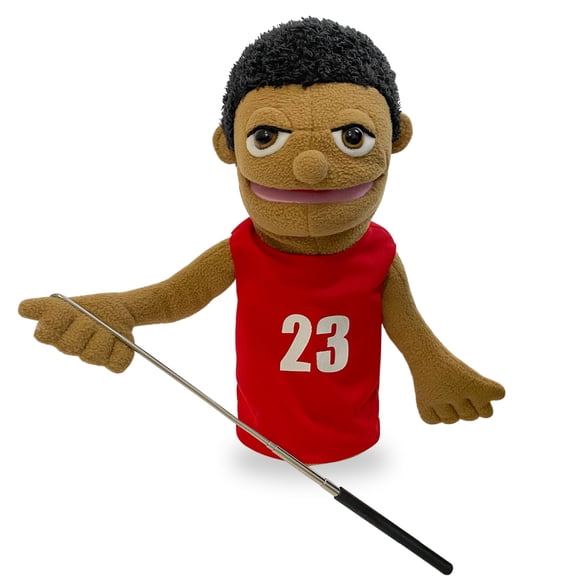 NCQ 16"Puppet Entriloquist Puppet,Hand Puppets for Kids Plush Detective Puppets for Adults with Removable Mouth Puppets for Kids Ages 4-8,Hand Puppets for Adults with Scalable Puppet Control Rod