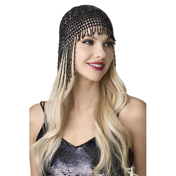 NCQ 1920s Beaded Cap - Roaring 20s Flapper & Cleopatra Headpiece for Gatsby Themed Party