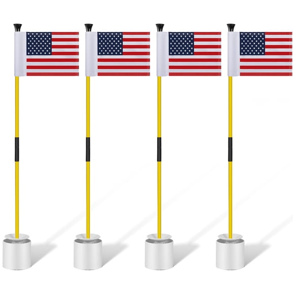 NCQ 2 Pack Golf Flagstick 3ft Putting Green Pin Flag and Hole Cup Set for Yard Portable 2 Section Fiberglass Mini Golf Set for Driving Range Backyard, Double-side American Flag
