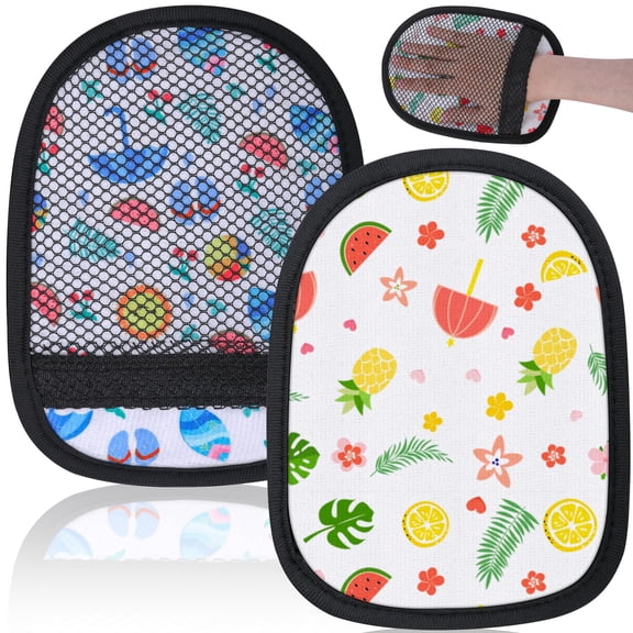 NCQ 2 Pcs Sand Wipe Off Mitts, Hawaii Theme Sand Remover for Beach, Beach Sand Remover Cleaner Mitts Bag, Beaches Travel Mitt for Outdoor Activities Volleyball Sandboxes