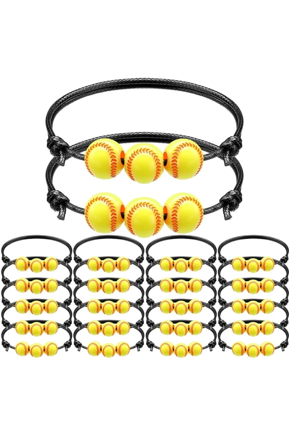 20 Pieces Softball Bracelet for Girls Softball Gifts Jewelry Adjustable Inspirational Sport Beads Ball Bracelet for Teens Adults Party Favors Gift for Team