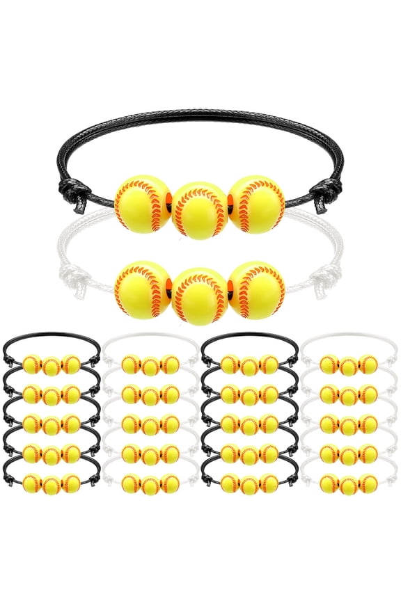 20 Pieces Softball Bracelet for Girls Softball Gifts Jewelry Adjustable Inspirational Sport Beads Ball Bracelet for Teens Adults Party Favors Gift for Team