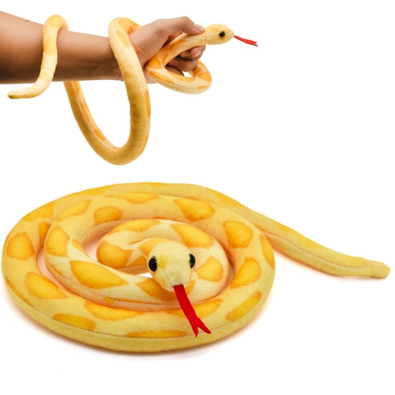 NCQ 3.6 ft Long Snake Dolls, Lifelike Soft Stuffed Animals Plush Pranks Spoof Stuff Toys Gifts for Kids, Child, Birthday, Halloween, Christmas, Home Decor (Yellow)