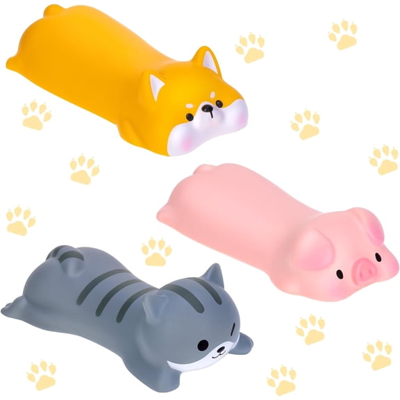 NCQ 3 Pcs Cute Wrist Rest Support for Mouse Keyboard Computer Kawaii Mouse Pad Cat Pig Dog Animal Design Computer Arm Rest Cushion Mat for Laptop Desk Office Supplies