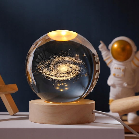 NCQ 3D Galaxy Crystal Ball Night Light for Gifts with Colorful LED Light Base, Color Changing Light with Remote as a Birthday Gift for Teens Boys and Girls, Solar System Model